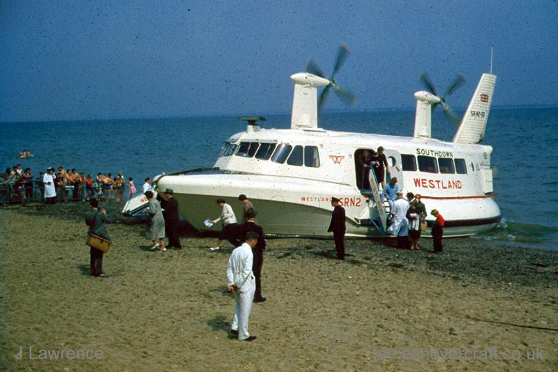 The SRN2 on the Southsea to Ryde route - Passengers disembarking (submitted by Pat Lawrence).